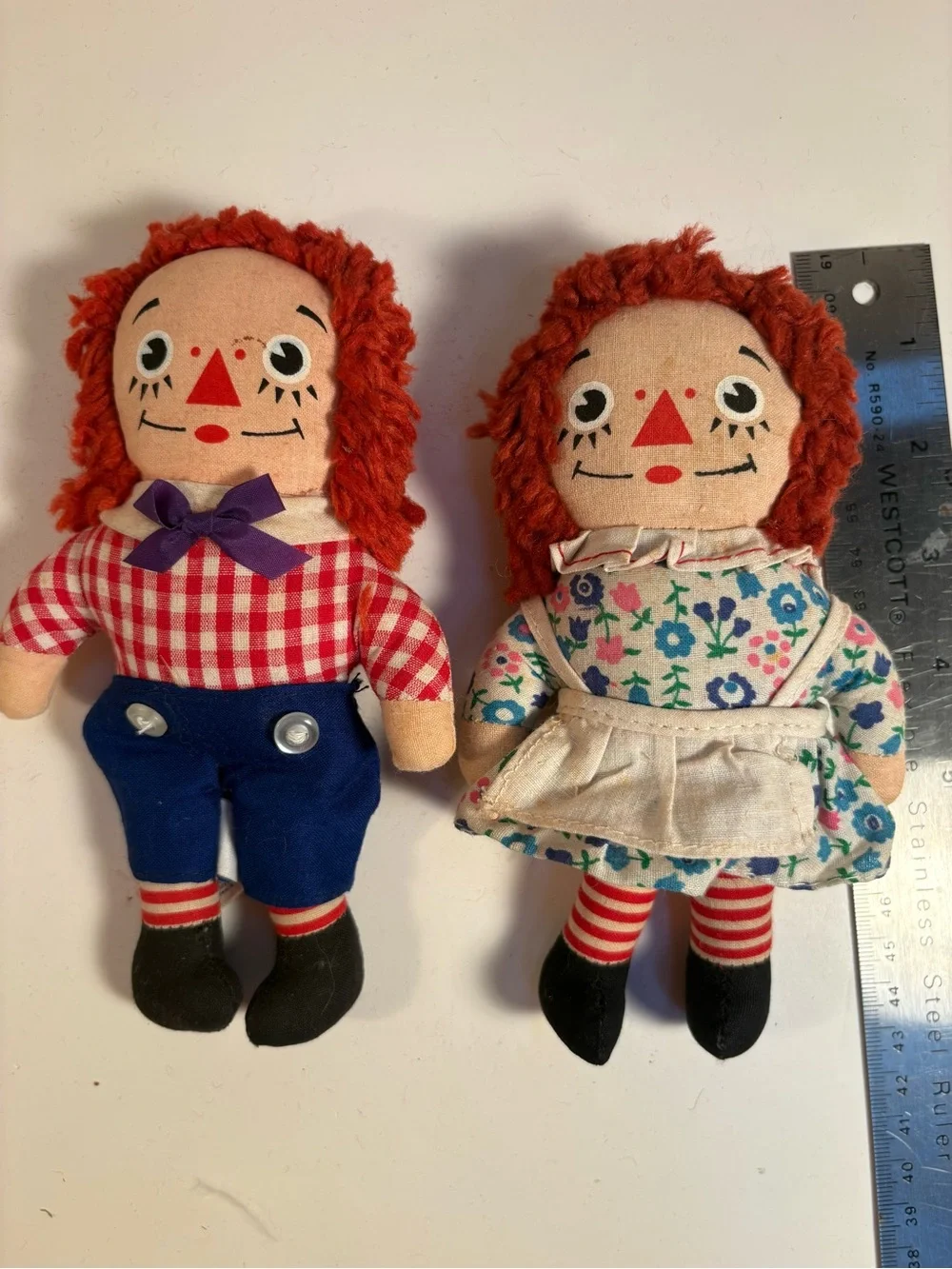 Vintage Raggedy Ann & Andy cloth 7” dolls